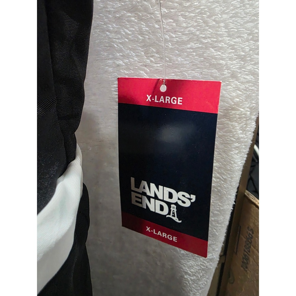 Lands' End Women Black White Colorblock Zip Front Swim Dress XL 18 NEW One Piece - Picture 4 of 6
